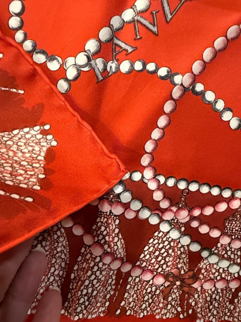 Lanvin Red Bow Pattern Silk Scarf 87cm x 89cm
